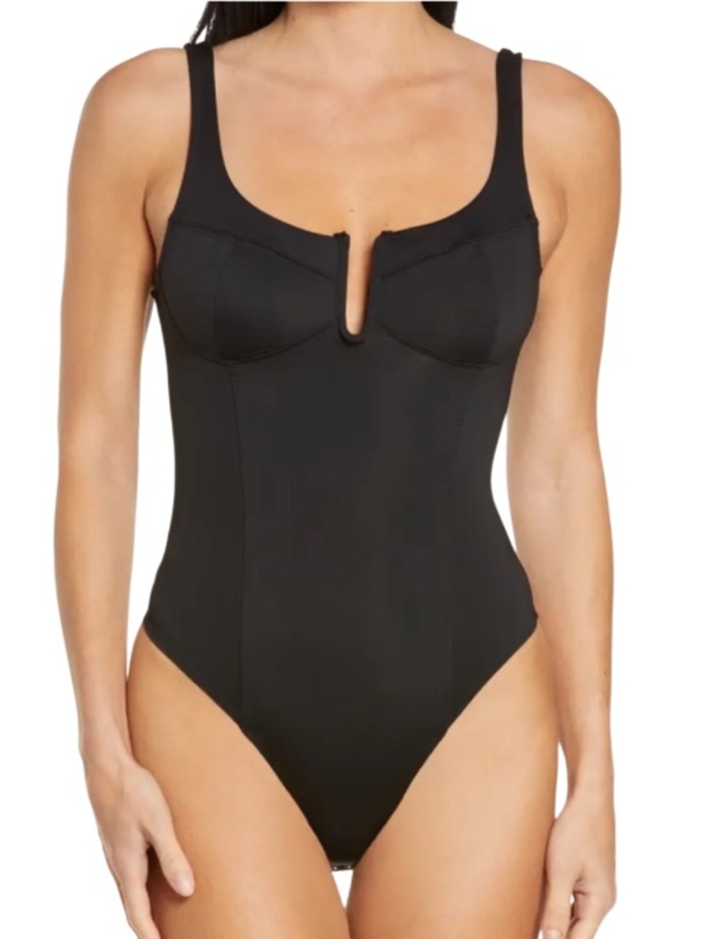 GOOD AMERICAN U-Bar Satin Sculpting Corset Bodysuit in Black sz 3 Large